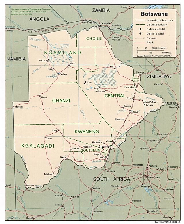 Landkarte Botswana
