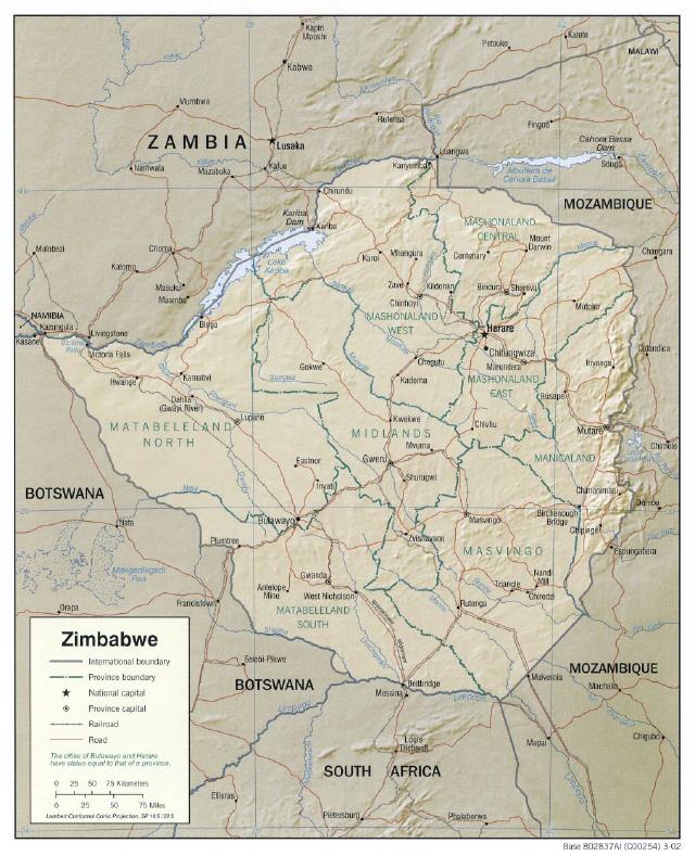 Landkarte Zimbabwe