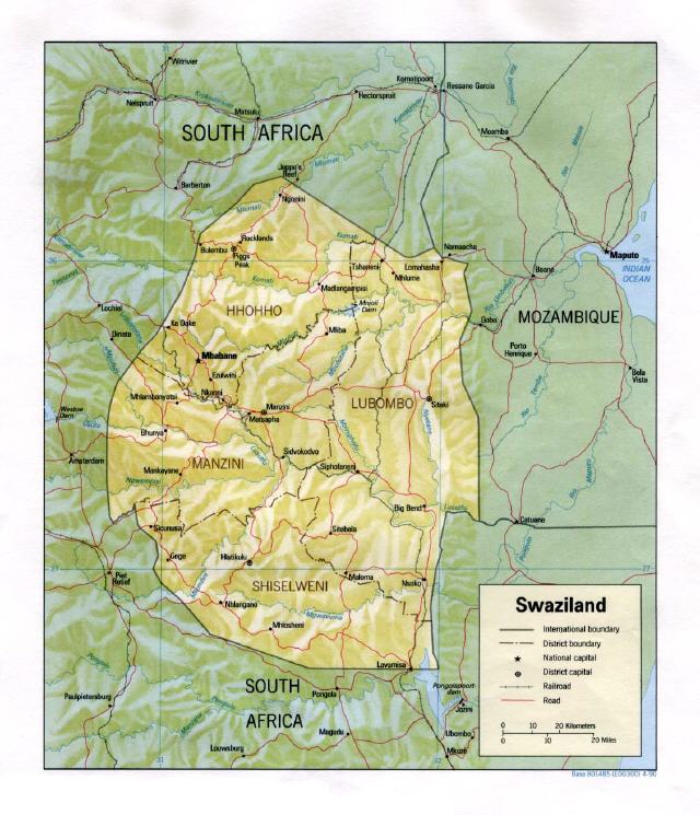 Landkarte Swaziland