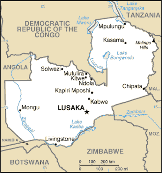 Landkarte Zambia
